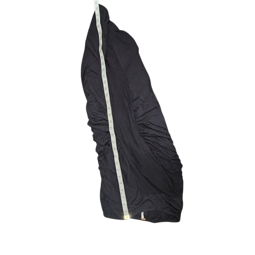 NWT. Free People Black Ruched Asymmetrical Tulip Hem‎ Midi Skirt XS